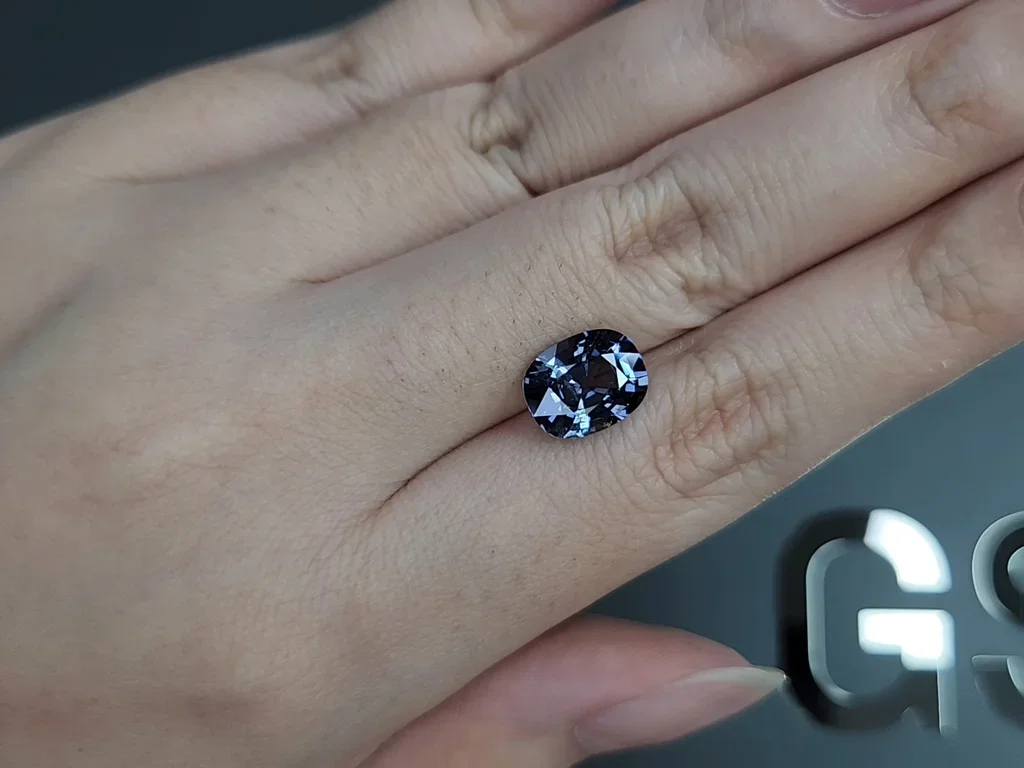 Bluish grey spinel cushion cut 3.38 carats, Burma Image №2