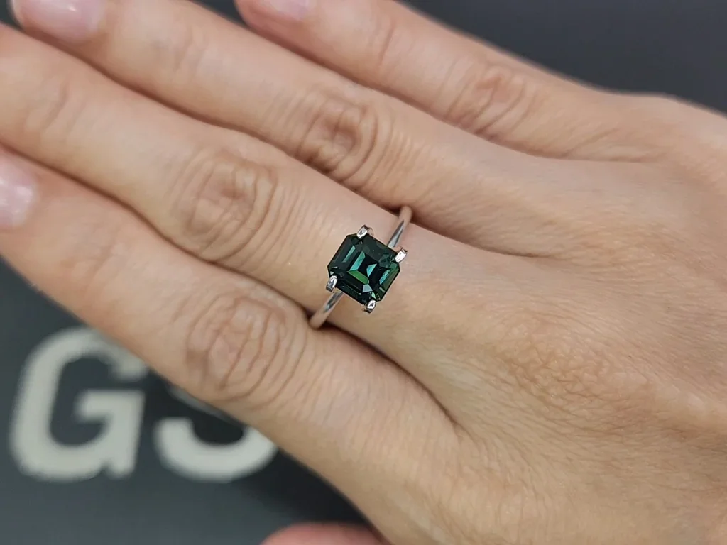 Unheated Teal sapphire asscher cut 2.04 carats, Sri Lanka Image №5