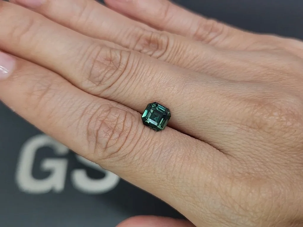 Unheated Teal sapphire asscher cut 2.04 carats, Sri Lanka Image №2