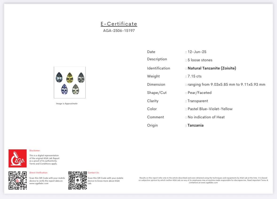 Set unheated tanzanite pear cut  7.15 carats, Tanzania Image №5