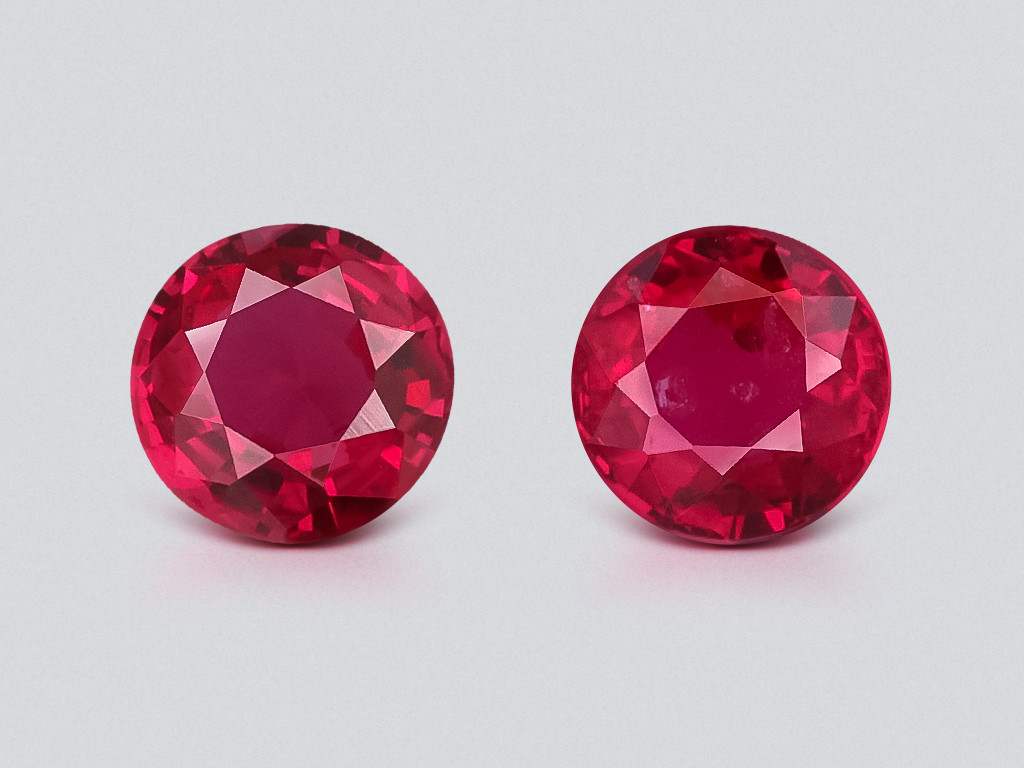 Pair of rubies Pegeon Blood Red round cut 0.52 carats, Mozambique  Image №1