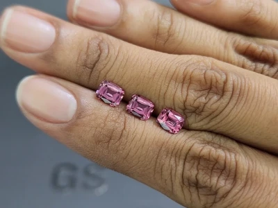 Set of garnets rhodolite cushion cut 2.55 carats, Madagascar photo