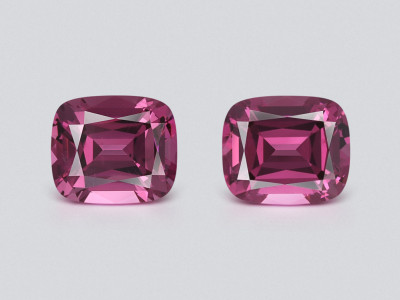 Pair of rhodolite garnets cushion cut 2.91 carats, Madagascar photo