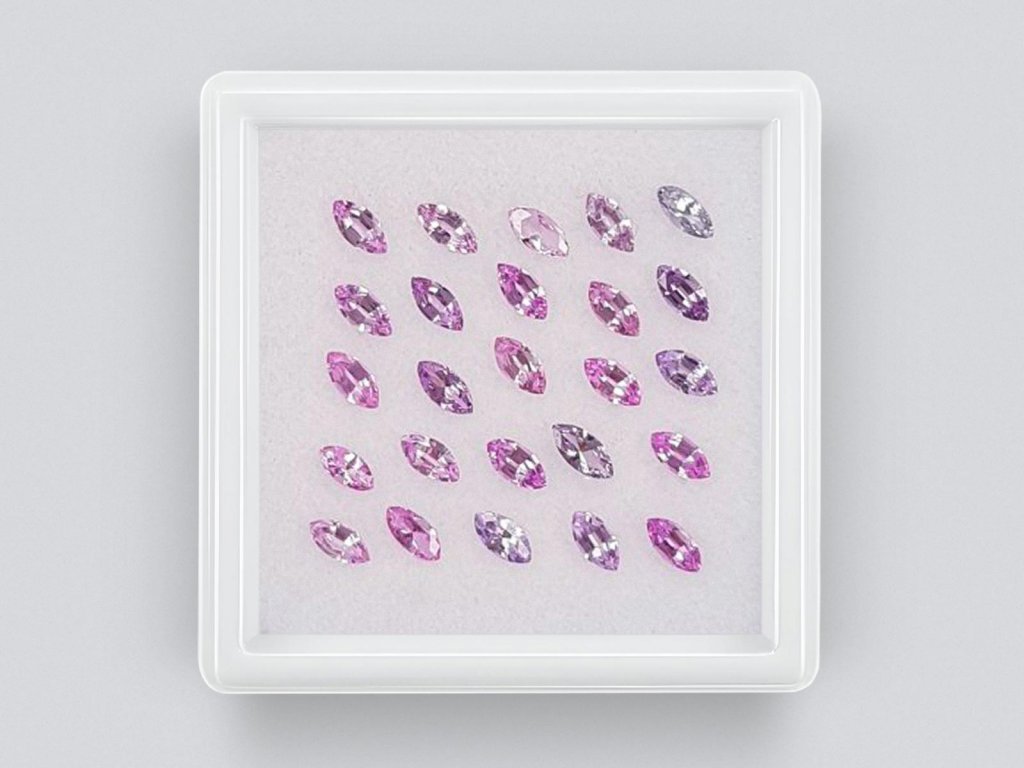 Set of calibrated sapphires 4x2 mm, marquise cut, 1.97 carats/25 pcs. Image №1