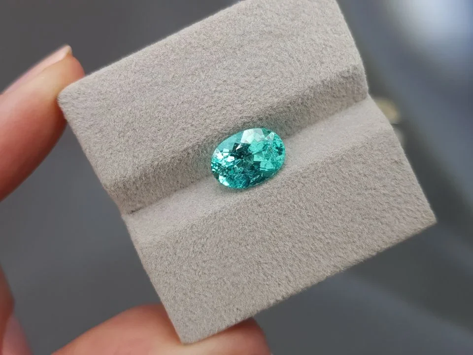Neon blue Paraiba tourmaline in oval cut 3.00 carats from Mozambique Image №4
