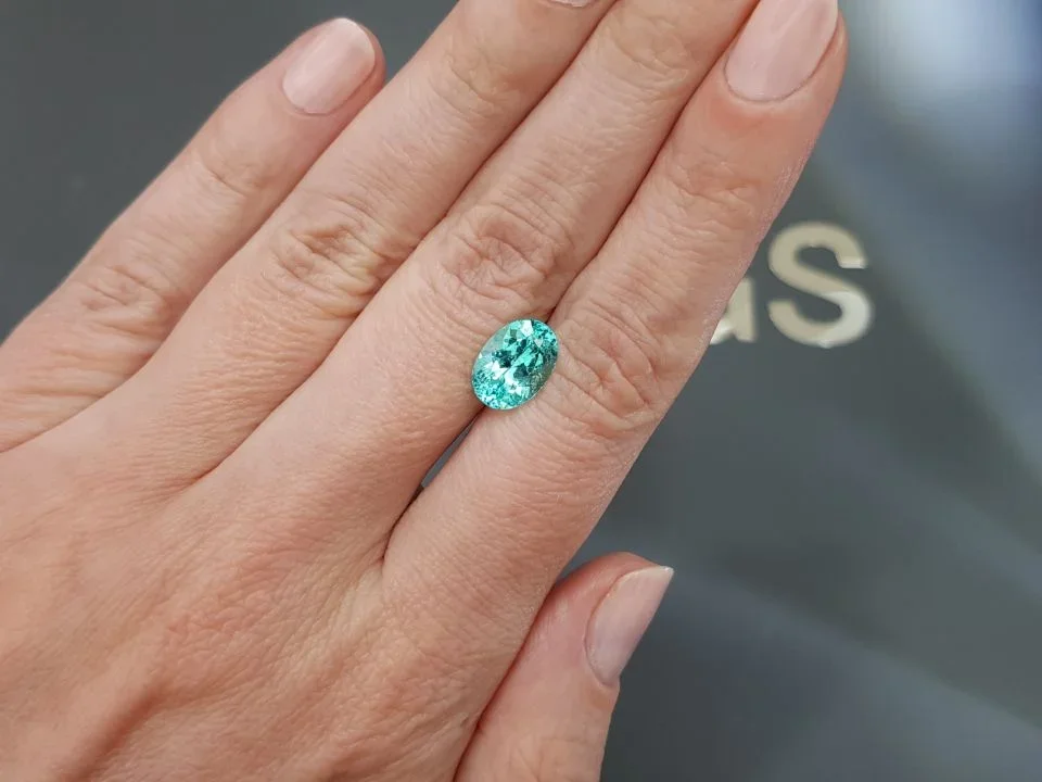 Neon blue Paraiba tourmaline in oval cut 3.00 carats from Mozambique Image №2