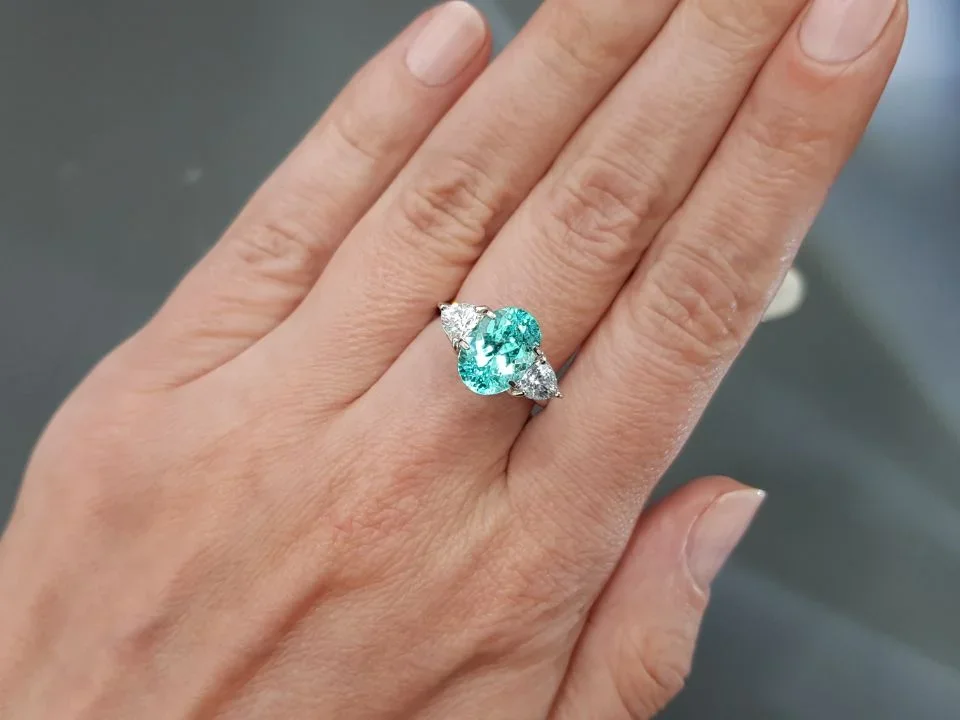 Neon blue Paraiba tourmaline in oval cut 3.00 carats from Mozambique Image №5