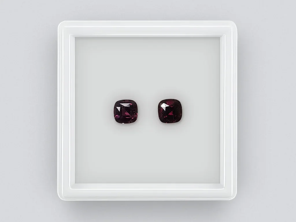 Pair of 1.72ct Cushion Cut Burmese Red Spinels Image №1