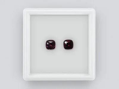 Pair of 1.72ct Cushion Cut Burmese Red Spinels photo