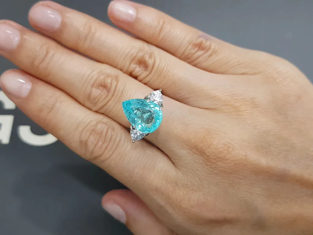 Neon blue Paraiba tourmaline in pear cut 5.40 carats, Mozambique Image №5