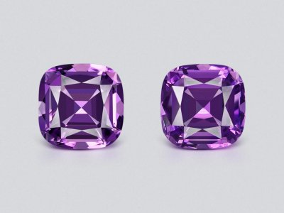 Pair of cushion cut amethysts 9.60 carats, Brazil  photo