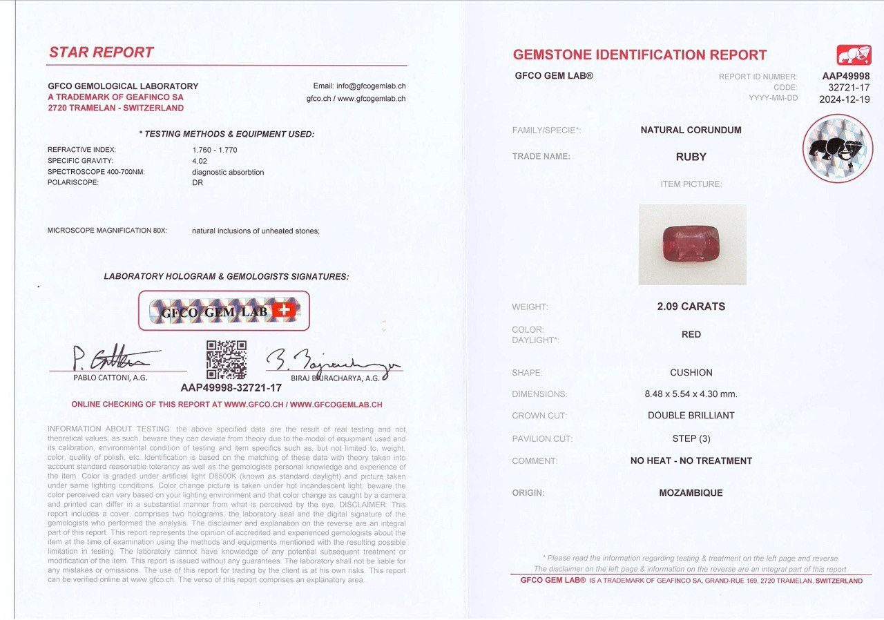 Unheated ruby in cushion cut 2.09 carats, Mozambique Image №6