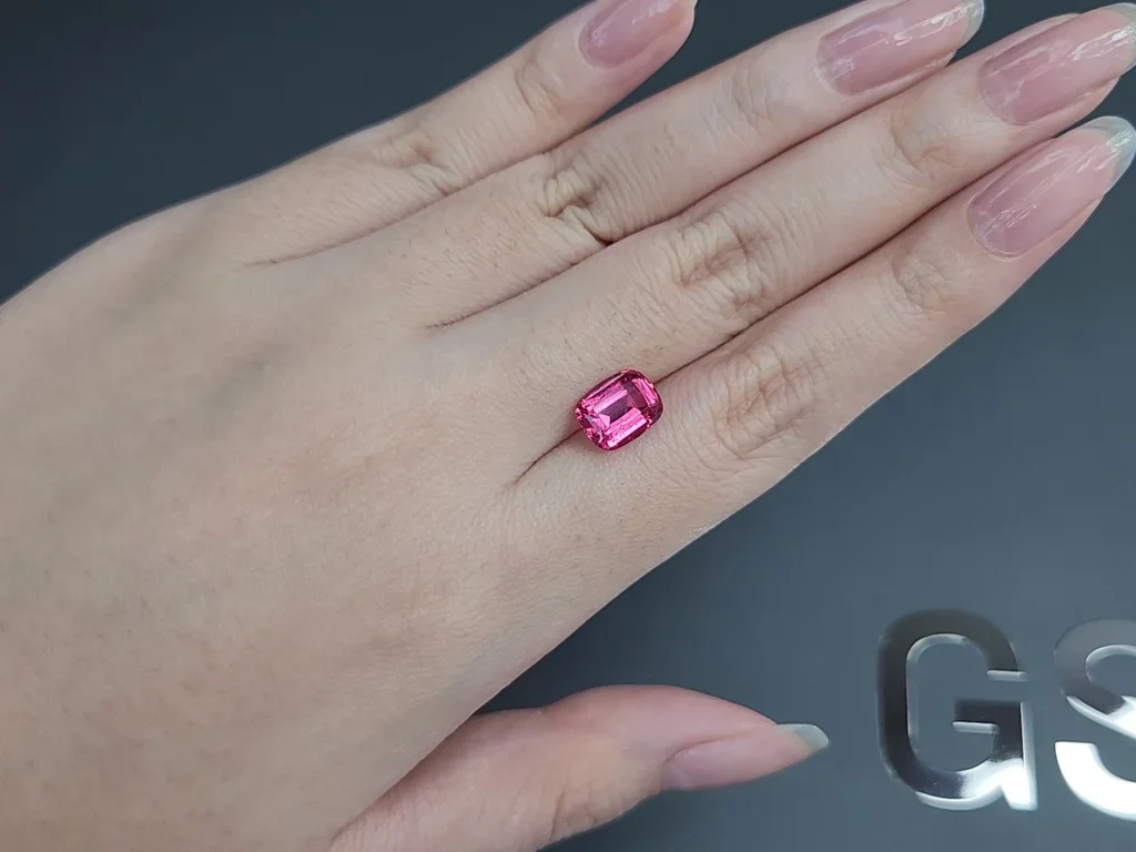Vivid pink Mahenge spinel in cushion cut 2.68 carats, Tanzania Image №2
