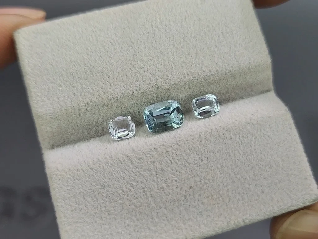 Set of aquamarines cushion cut 1.25 carats, Madagascar Image №4