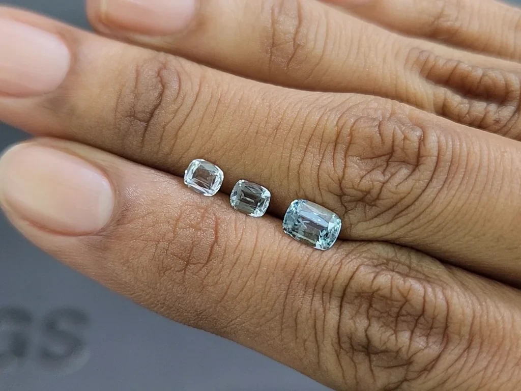 Set of aquamarines cushion cut 1.25 carats, Madagascar Image №1