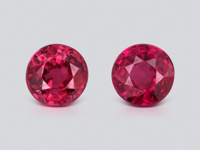 Pair of rubies Pigeon Blood Red round cut 0.51 carats, Mozambique  photo