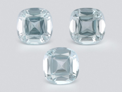 Set of aquamarines cushion cut  2.59 carats, Madagascar photo