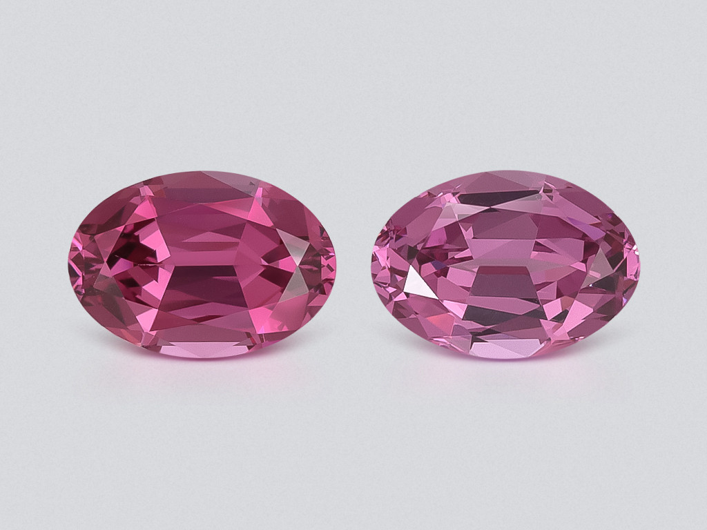 Pair of rhodolite garnets oval cut 1.78 carats, Madagascar Image №1