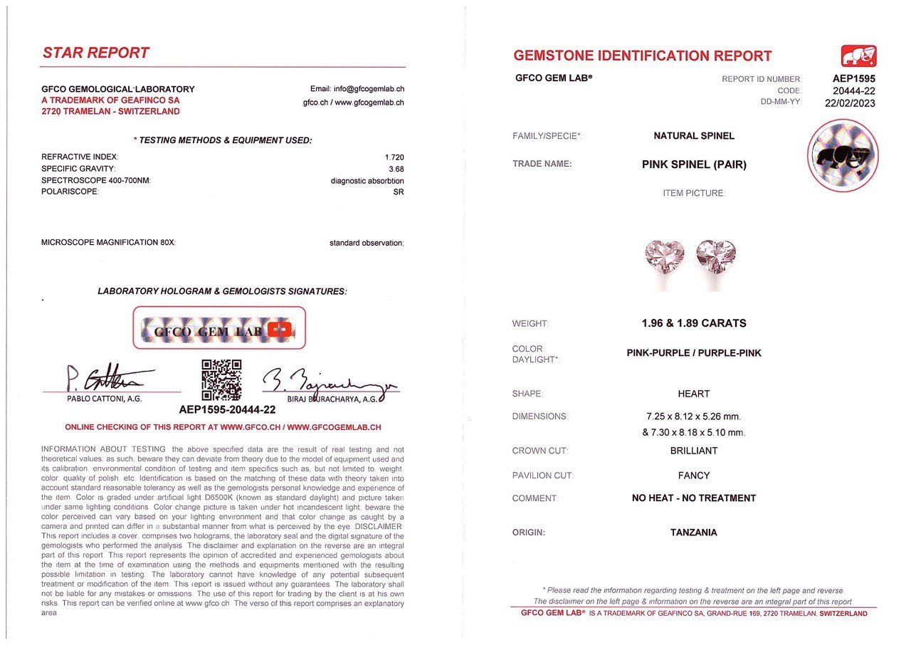 Pair of pink Tanzanian heart shape spinels 3.85 carats Image №6