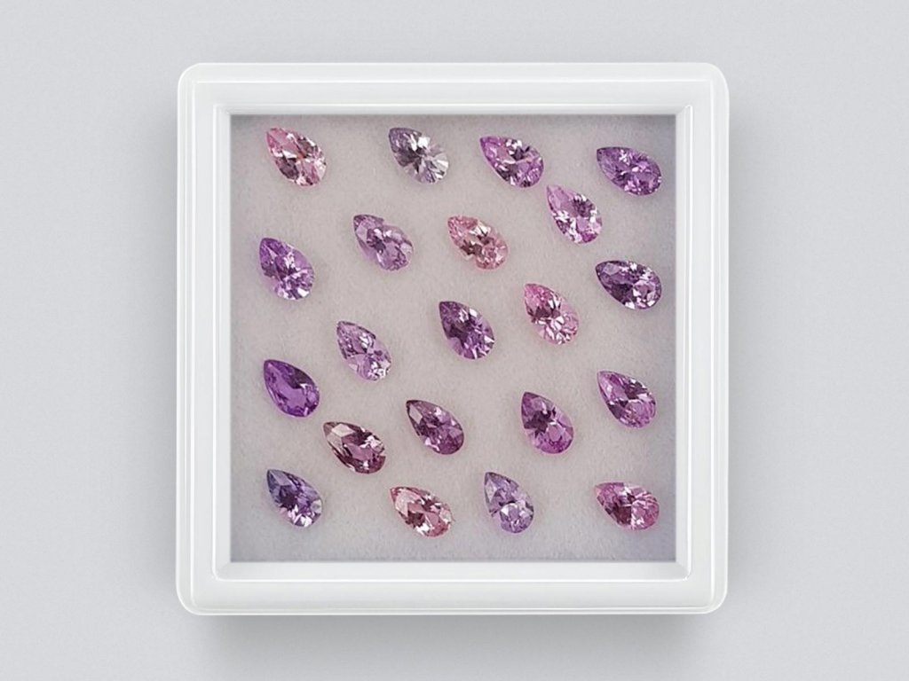 Set of calibrated sapphires 5x3 mm in pear cut 4.90 carats/21 pcs. Image №1