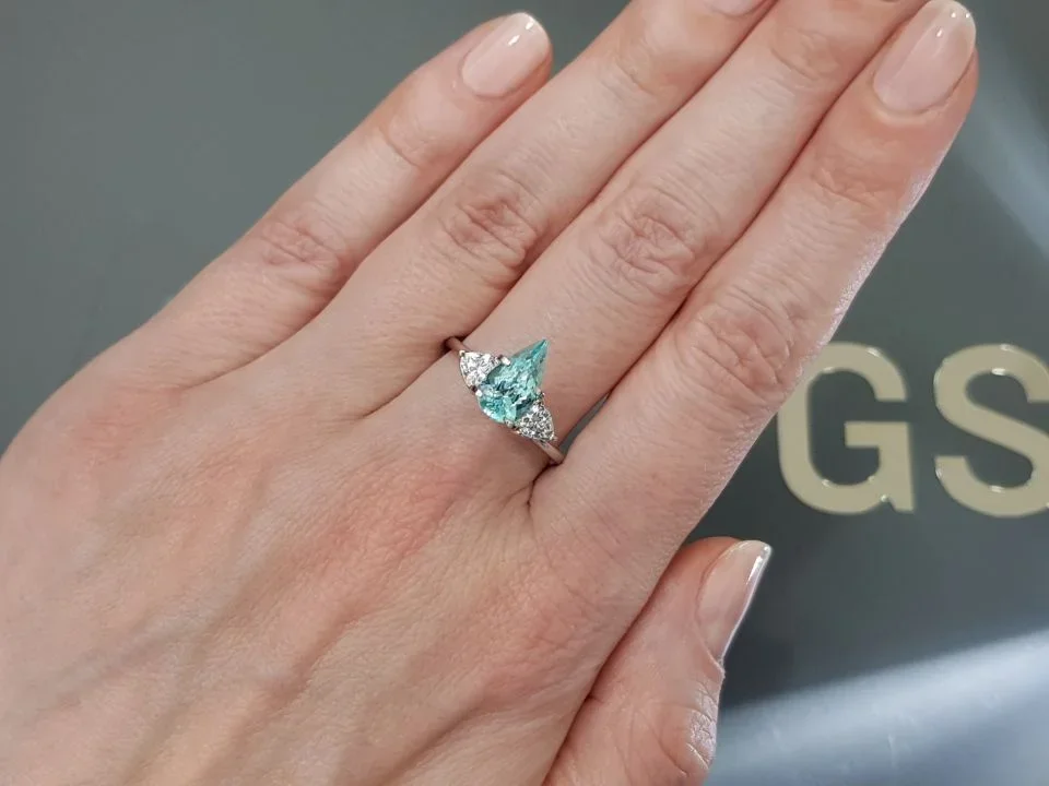 Neon blue Paraiba tourmaline in pear cut 1.51 carats, Mozambique Image №5