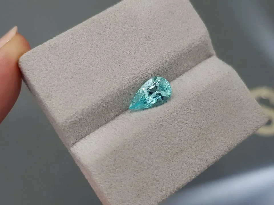 Neon blue Paraiba tourmaline in pear cut 1.51 carats, Mozambique Image №4