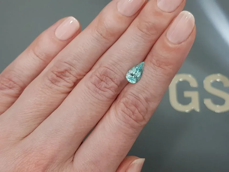 Neon blue Paraiba tourmaline in pear cut 1.51 carats, Mozambique Image №2