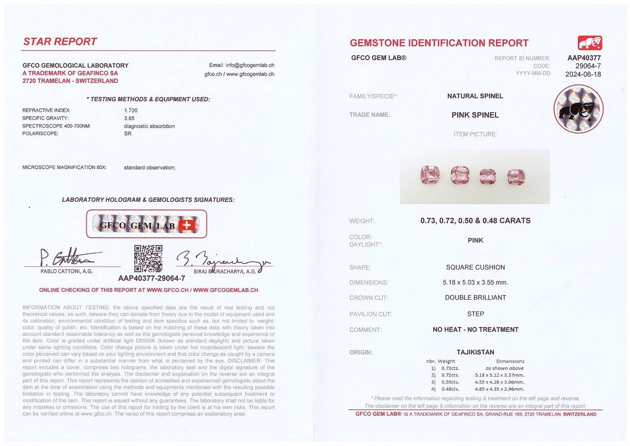 Pair of cushion cut spinels 1.43 ct, Tajikistan Image №2