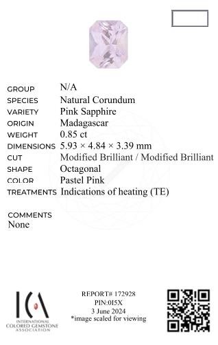 Pink radiant cut sapphire 0.85 carats, Madagascar Image №6