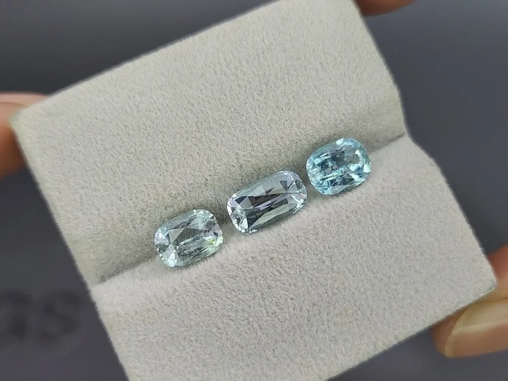 Set of aquamarines cushion cut 3.12 carats, Madagascar Image №4