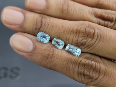 Set of aquamarines cushion cut 3.12 carats, Madagascar photo
