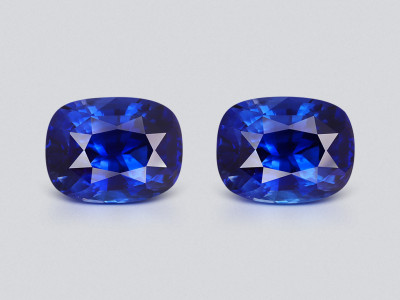 Pair of sapphires Royal Blue cushion cut 14.26 carats, Sri Lanka  photo