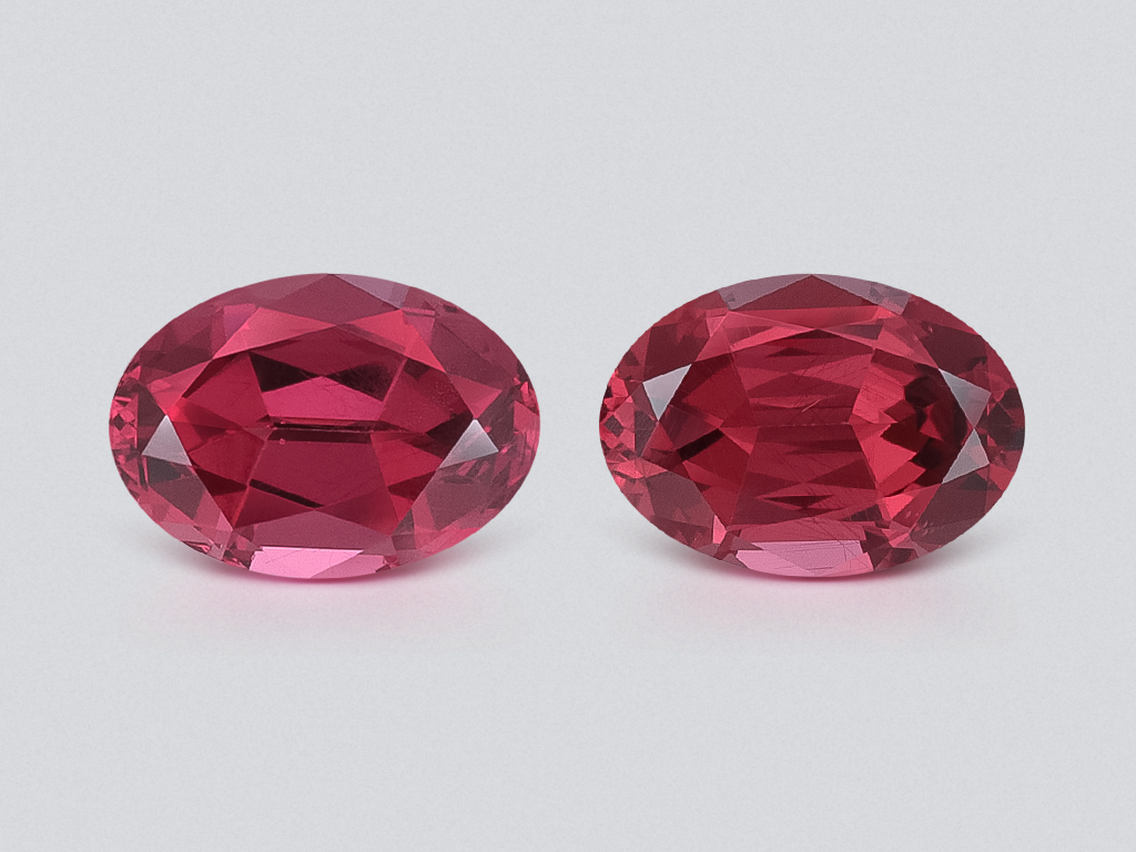 Pair of rhodolite garnets oval cut 1.96 carats, Madagascar Image №1