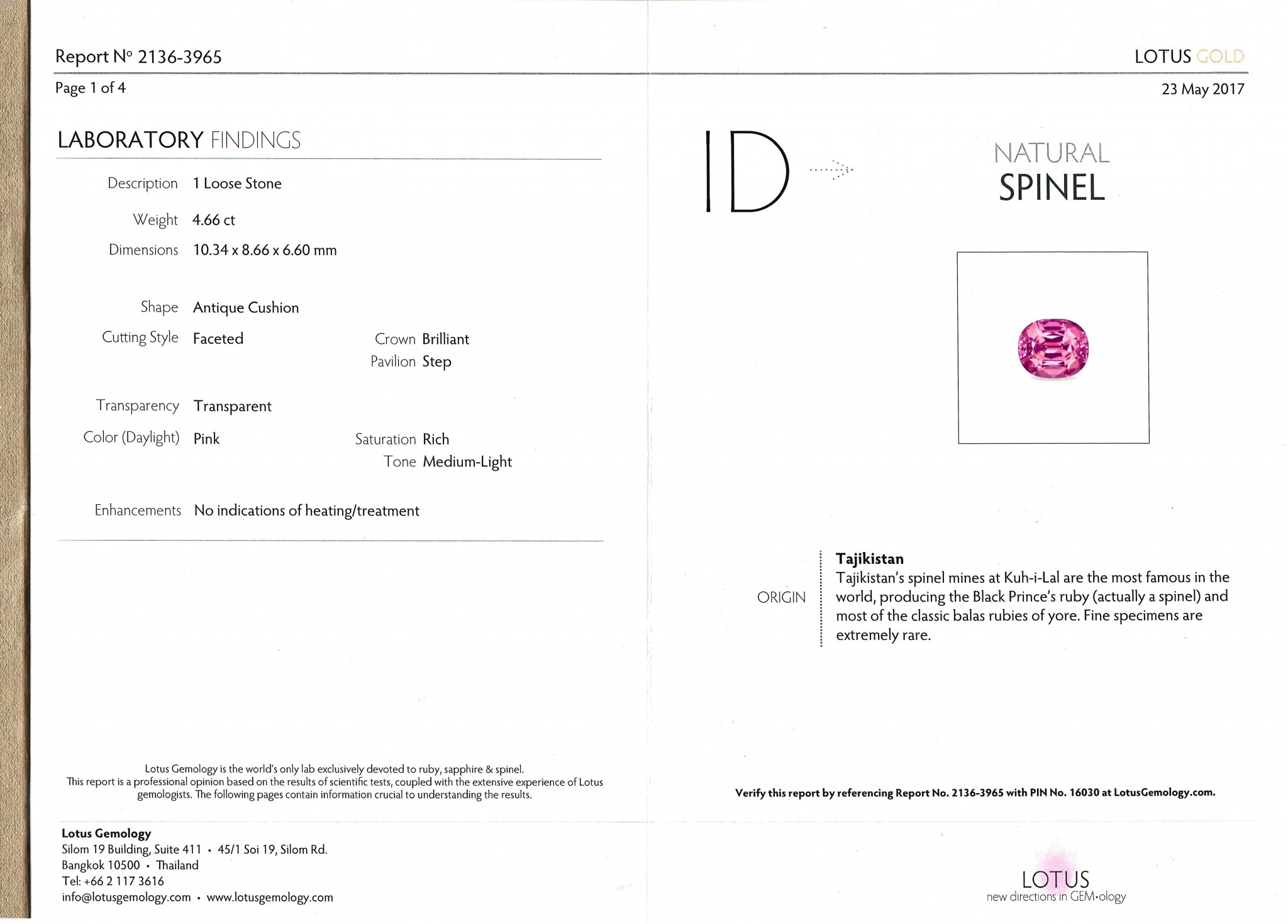 Pamir pink spinel 4.66 ct Lotus Image №5