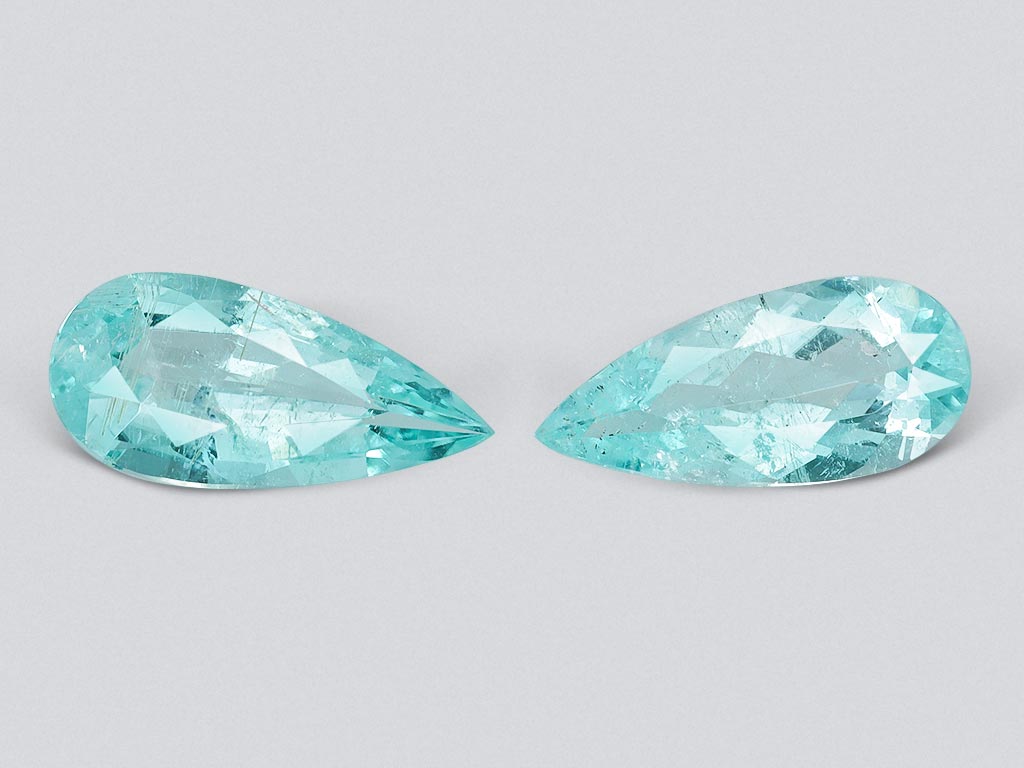 Pair of bluish-green Paraiba tourmaline in pear cut 2.01 ct, Mozambique Image №1