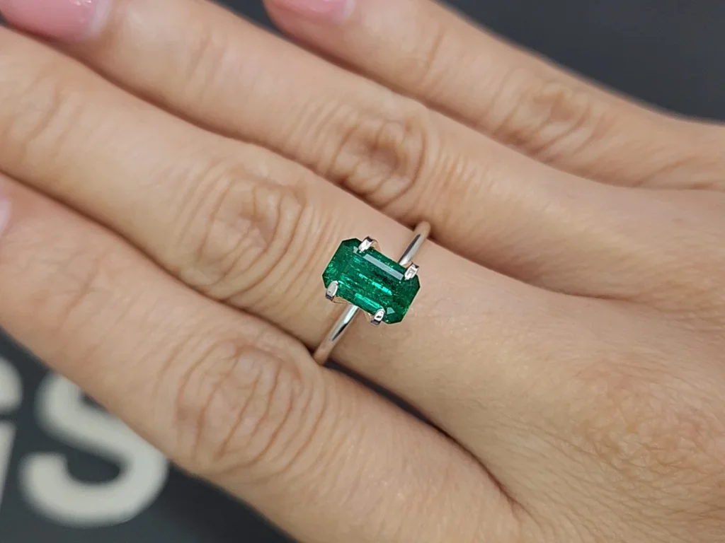 Panjshir Vivid green octagon cut emerald 1.23 carats Image №5