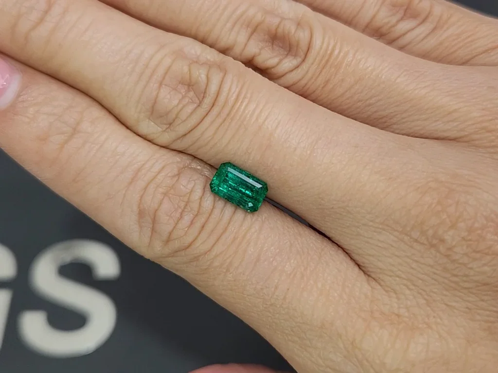 Panjshir Vivid green octagon cut emerald 1.23 carats Image №2
