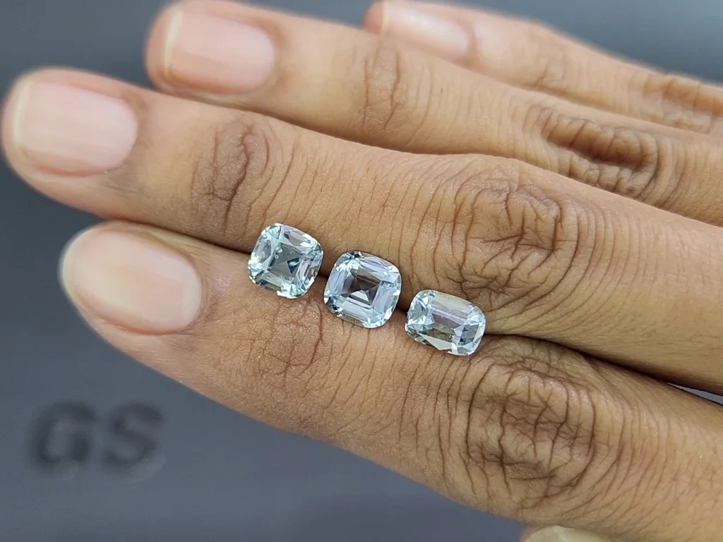 Set of aquamarines cushion cut 3.80 carats, Madagascar Image №1