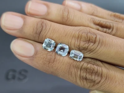 Set of aquamarines cushion cut 3.80 carats, Madagascar photo