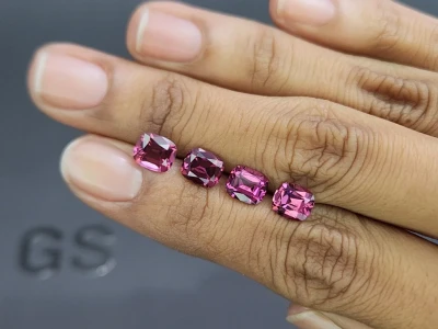 Set of garnets rhodolite cushion cut 5.75 carats,  Madagascar photo