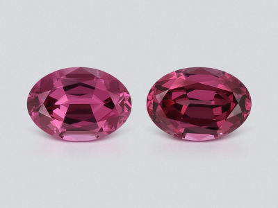 Pair of rhodolite garnets oval cut 1.86 carats, Madagascar photo