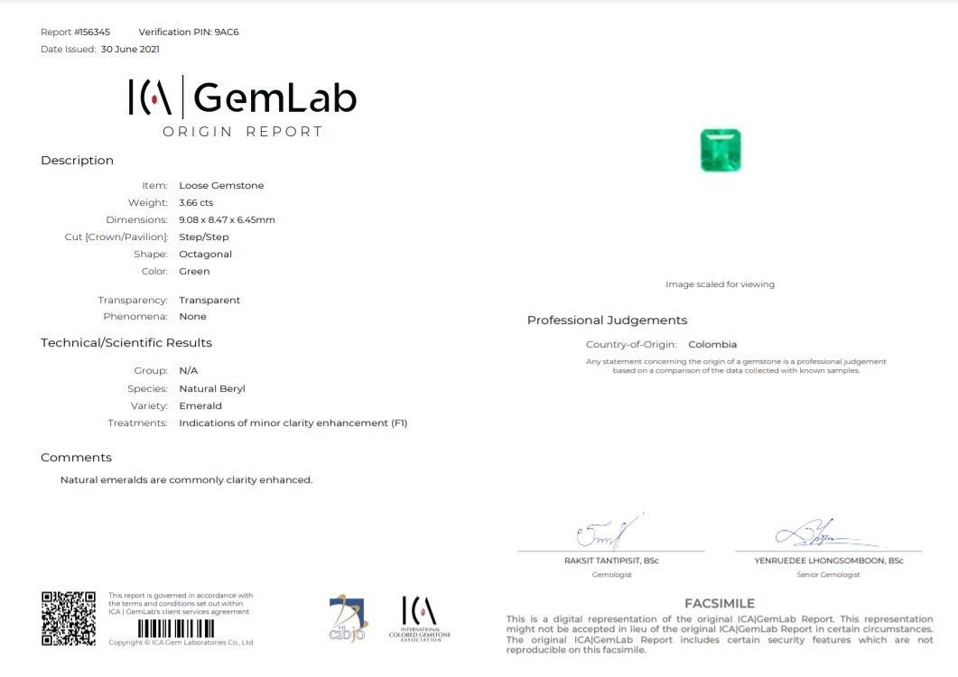 Octagon emerald 3.66 ct, Colombia, GFCO Image №6