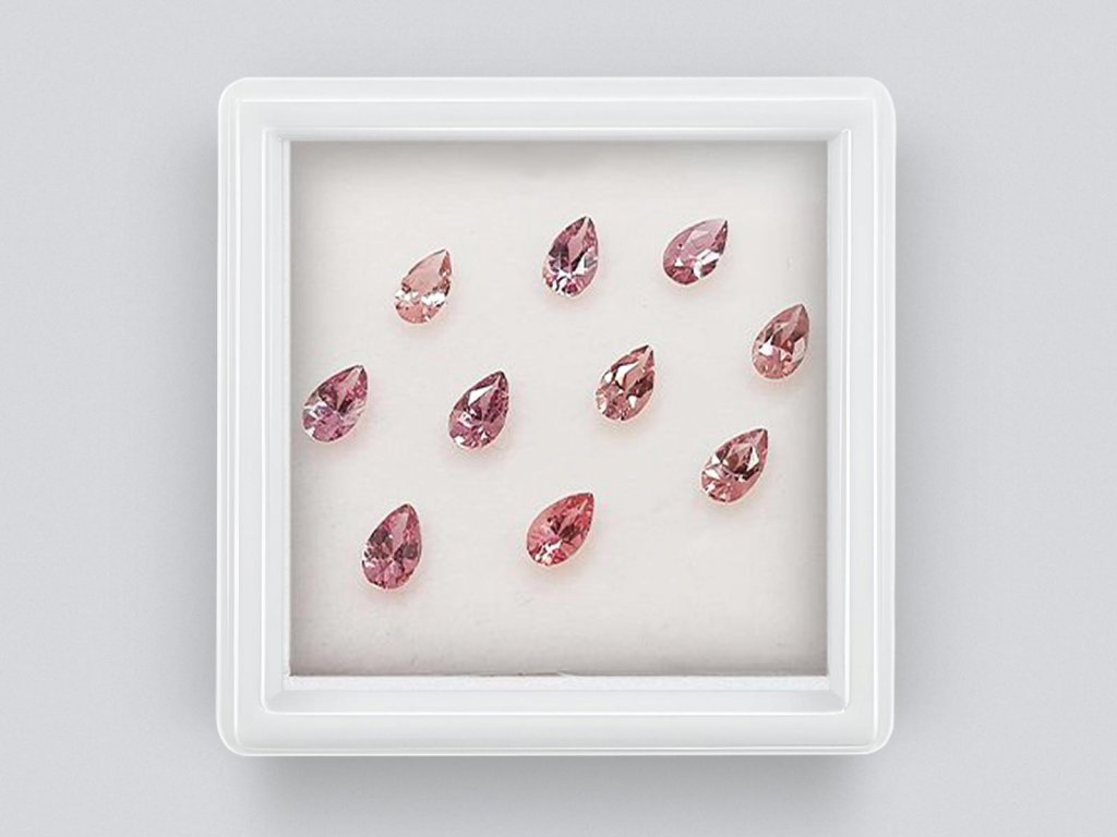 Set of calibrated sapphires 5x3 mm, pear cut, 2.26 carats/10 pcs. Image №1