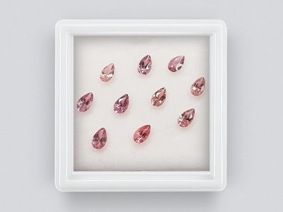 Set of calibrated sapphires 5x3 mm, pear cut, 2.26 carats/10 pcs. photo