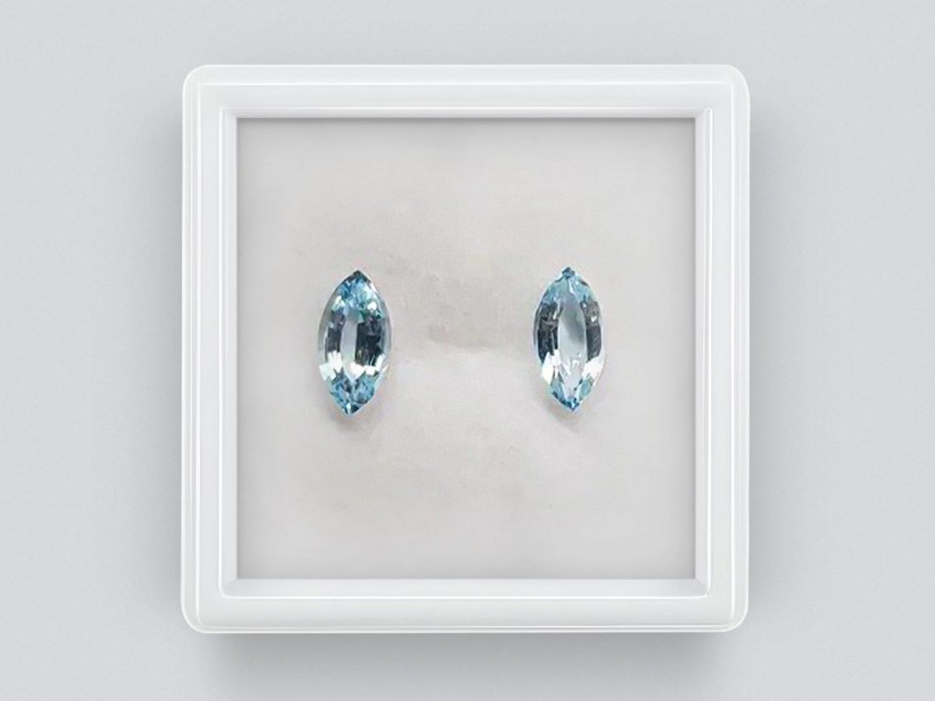 Pair of marquise cut aquamarines 1.85 carats Image №1
