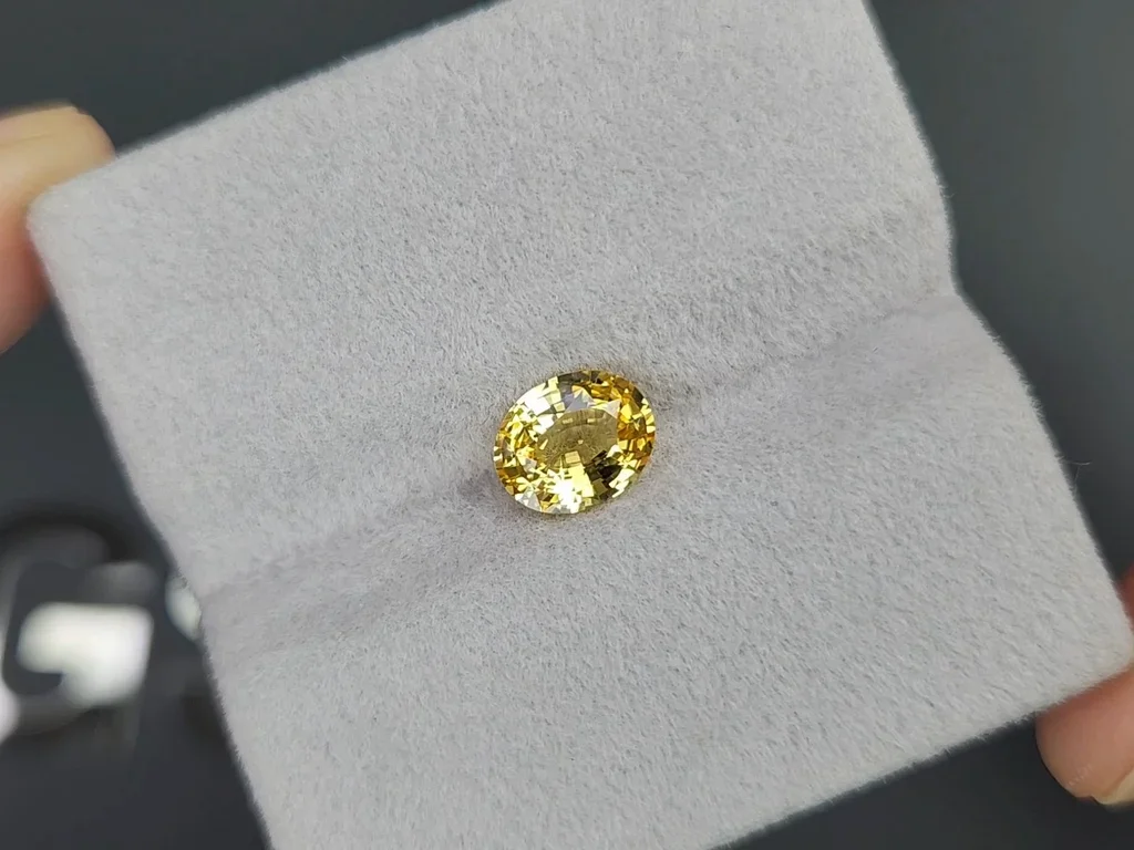 Vivid yellow sapphire in oval cut 1.56 carats, Sri Lanka  Image №4