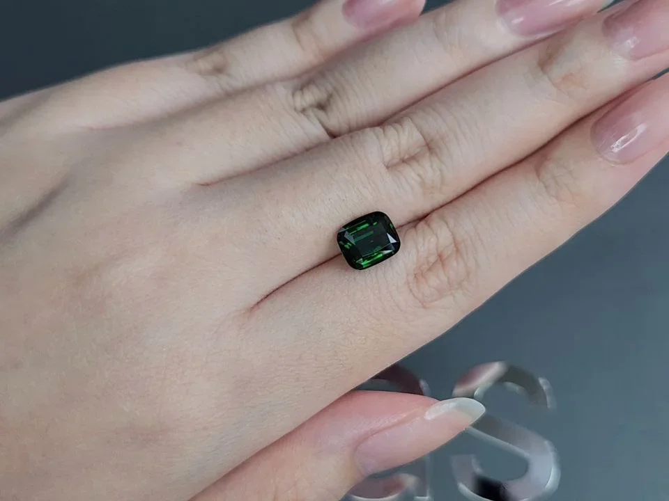 Chrome tourmaline in cushion cut 2.11 carats, Nigeria Image №2