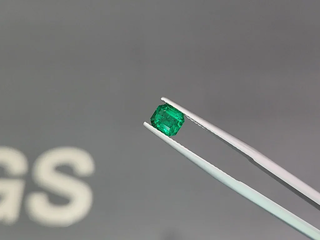 Vivid green emerald in asscher cut 0.99 carats, Panjshir Image №3