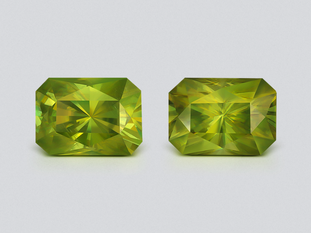 Pair of yellow green sphenes radiant cut 3.51 carats, Madagascar Image №1