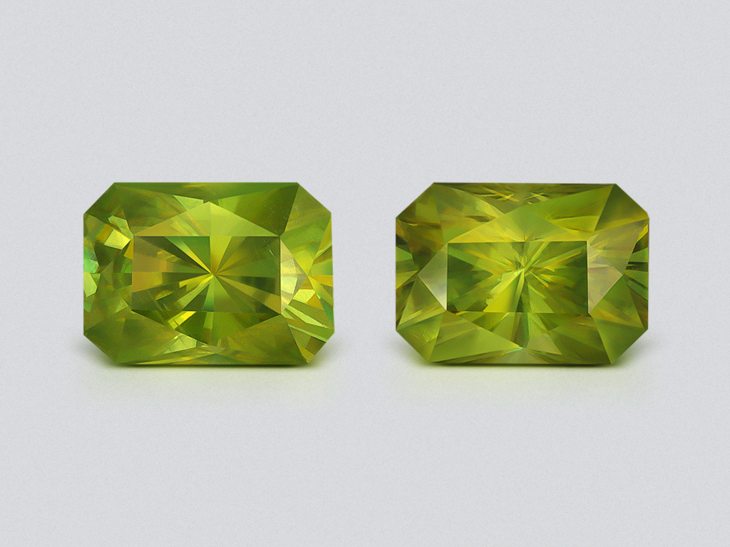 Pair of yellow green sphenes radiant cut 3.51 carats, Madagascar Image №1